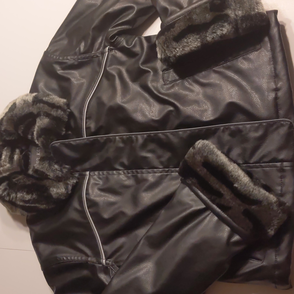 Copper Key Girl's Faux BlackLeather Jacket Size M 7/8 NWOT